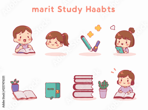 Smart Study Habits and Productivity Tips Vector Icons Set