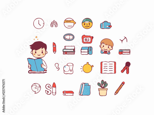 Smart Study Habits and Productivity Tips Vector Icons Set