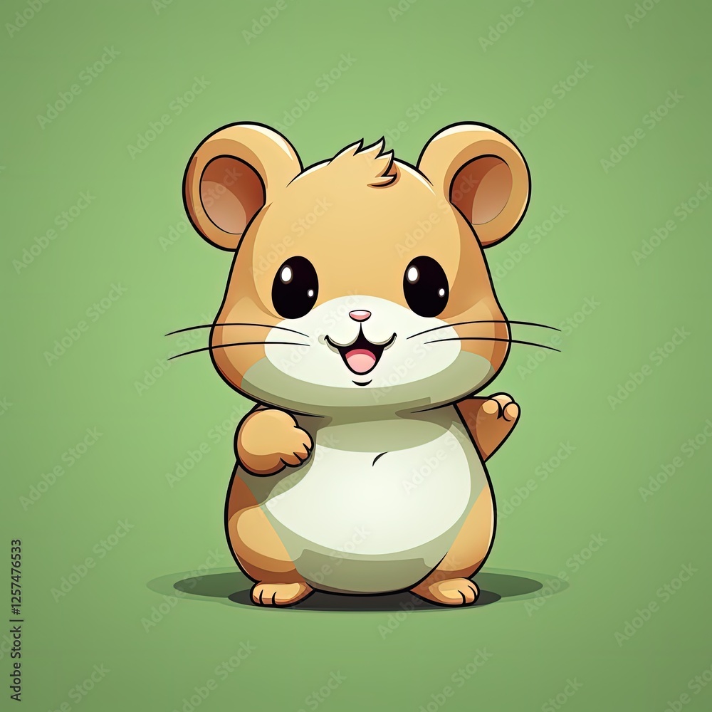 Cute Hamster Illustration in a Green Palette Flat Style for Modern Design Cute Hamster Illustration in a Green Palette Flat Style for Modern Design