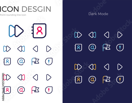 icons set, Play Play Video Next Previous First Last Warning Flag Golbang Resume Diary Document APP Line Icon