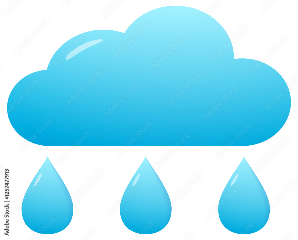 Illustration of a cloud with three drops Illustration of a cloud with three drops