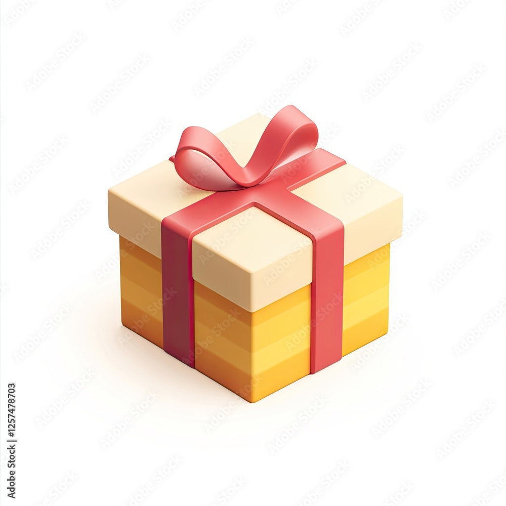 Fototapeta premium 3D Gift Box with Ribbon on White Background
