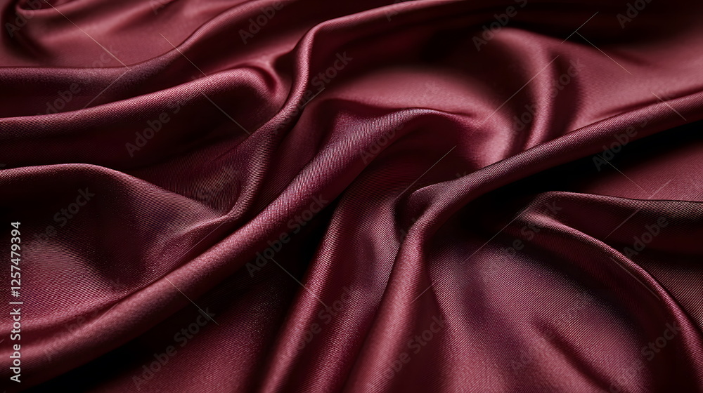 Luxurious deep red satin fabric with smooth, flowing texture and elegant drapery on display. Luxurious deep red satin fabric with smooth, flowing texture and elegant drapery on display.