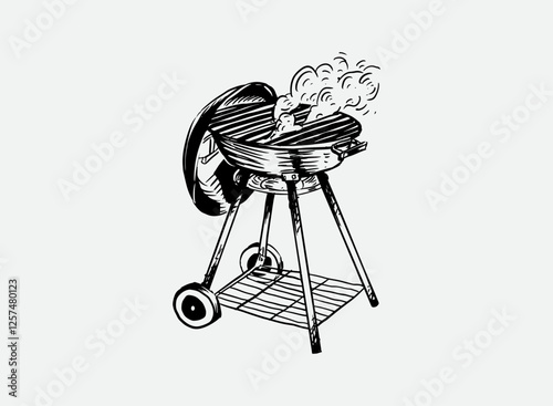 Illustration of an Barbeque Grill Drawing 
