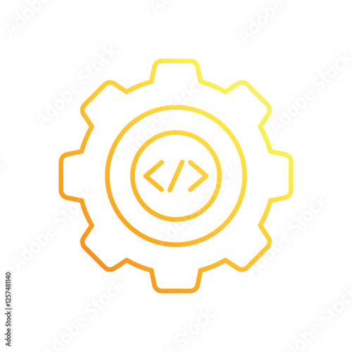 Code brackets with gears vector icon