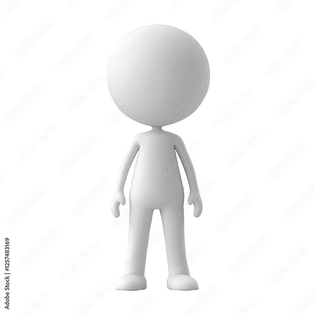 White 3D person standing, isolated background, avatar White 3D person standing, isolated background, avatar