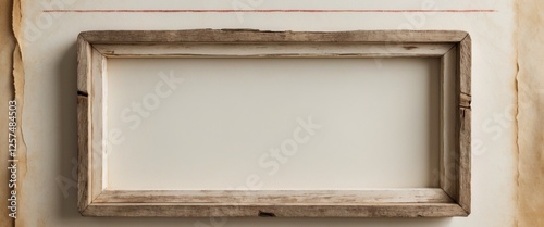 wood frame with a line of the border on old rustic vintage paper.