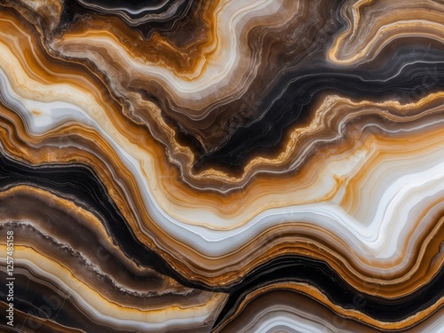 Abstract Onyx Stone Texture Showing Brown and White Layers
