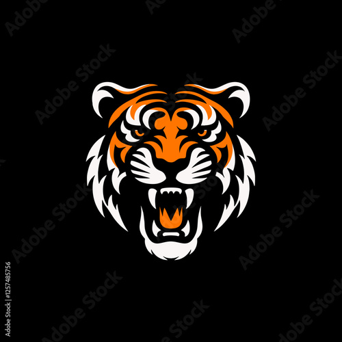 tiger head face angry vector drawing illustration	
