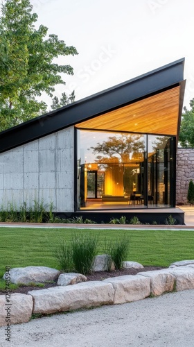 Modern Architectural Design of a Concrete and Glass Building