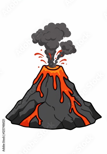 Erupting volcano illustration.