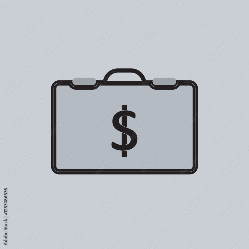 A vector illustration of a money suitcase icon, designed in a clean and modern style. The suitcase should be rectangular with a sturdy handle and secure locks A vector illustration of a money suitcase icon, designed in a clean and modern style. The suitcase should be rectangular with a sturdy handle and secure locks