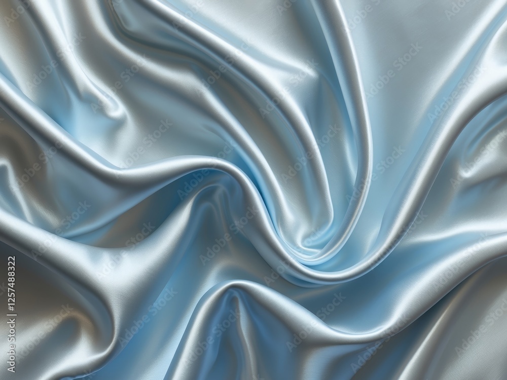 Fototapeta premium Pale blue silk satin wave elegant luxury shiny decoration background.