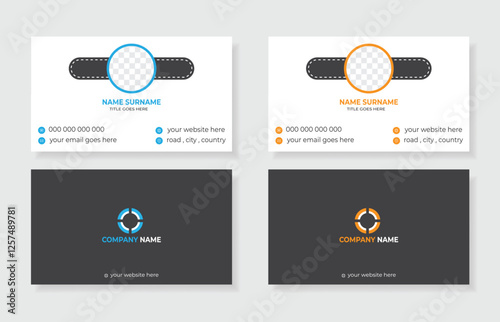 Business card design template with two part for portrait and landscape variation