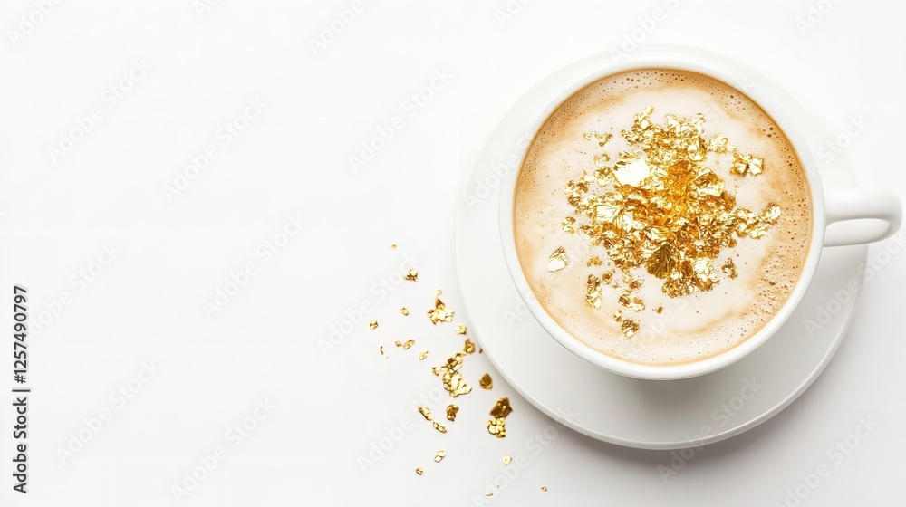 A classic cappuccino with perfectly foamed milk and a sprinkle of cinnamon, isolated against a clean white background with subtle gold accents A classic cappuccino with perfectly foamed milk and a sprinkle of cinnamon, isolated against a clean white background with subtle gold accents