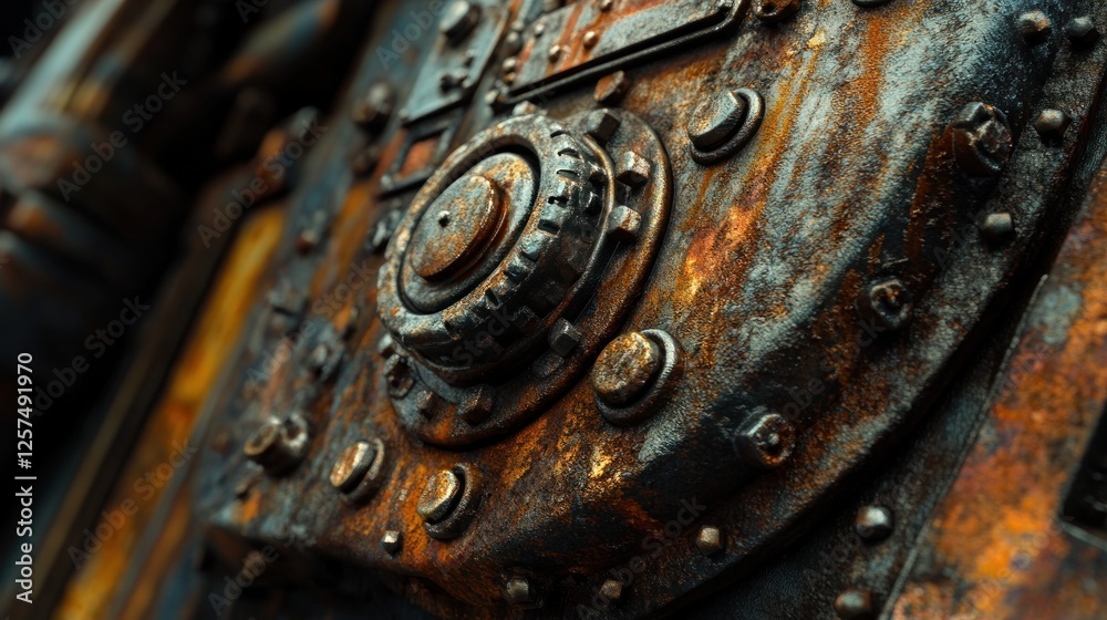 Rusty Relic: A Close-Up of Weathered Industrial Machinery Rusty Relic: A Close-Up of Weathered Industrial Machinery