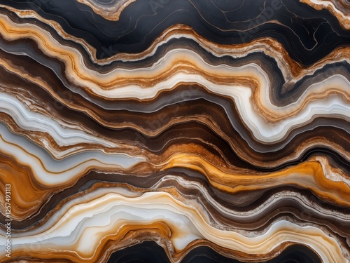 Abstract Onyx Stone Texture Showing Brown and White Layers.