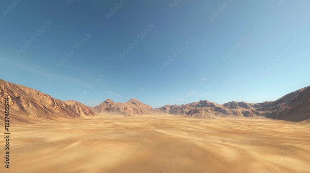 Fototapeta premium Vast Desert Landscape Under a Clear Blue Sky