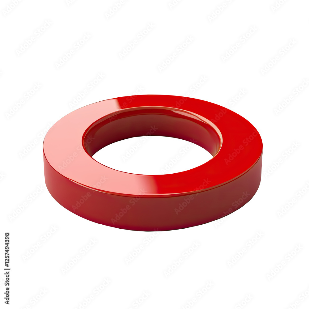 Red ring object, glossy surface, white background, 3D render, infographic element Red ring object, glossy surface, white background, 3D render, infographic element