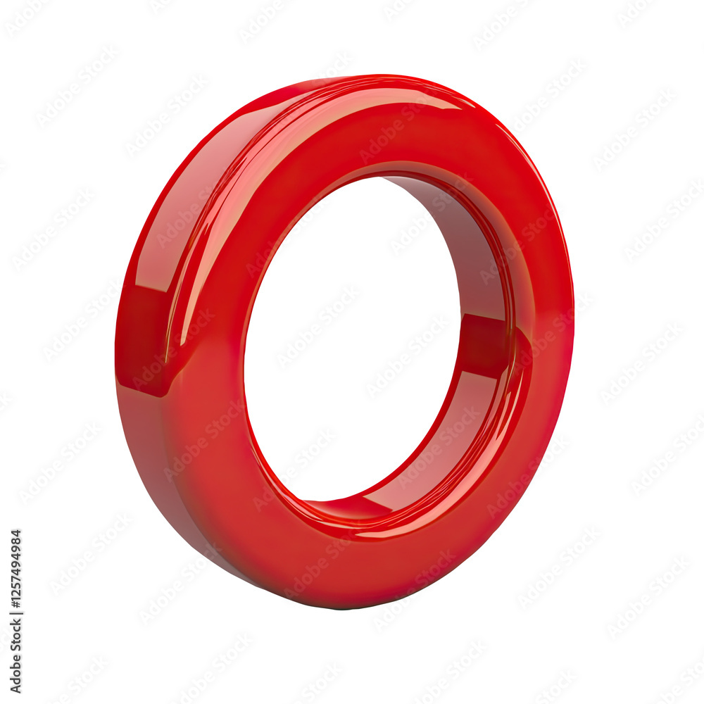 Red ring, 3D render, white background, design element