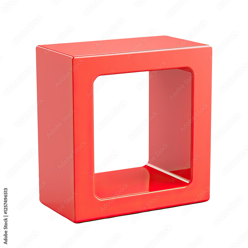 Red cube shelf, studio shot, white background, product display Red cube shelf, studio shot, white background, product display
