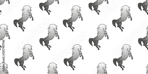 Abstract horse Seamless Pattern isolated white background. 2026 Zodiac symbol background. Perfect vector fabric textile decor wrapping paper design. EPS 10