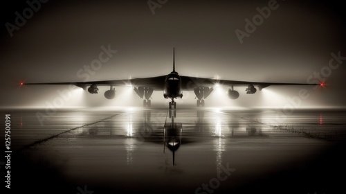 Night Flight: B-52 Stratofortress Taking Off
