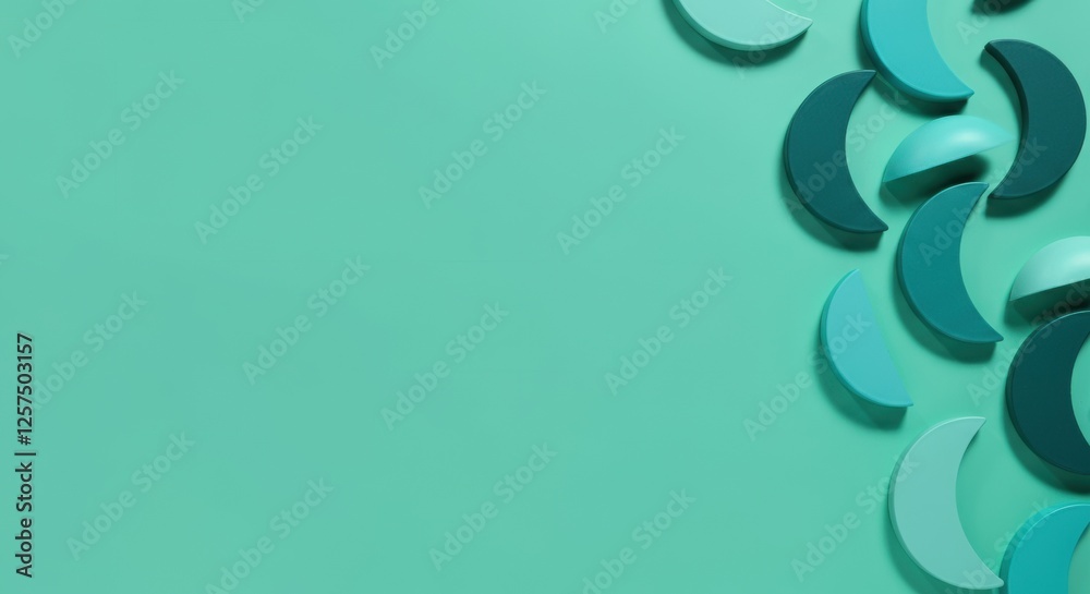 Abstract composition of teal and green semicircles on a soft background Abstract composition of teal and green semicircles on a soft background