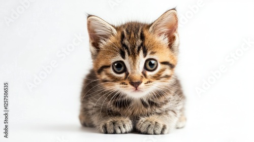 Little kitten in full adorable display, isolated on a clear transparency.