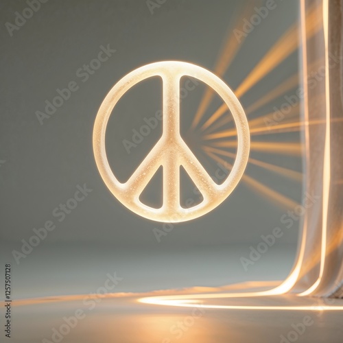 Peaceful Symbol Illuminated By Soft Light On A Minimalist Backgrounds Design Illustration Style Displaying Harmony And Serenity. Illustration Of Hope And Optimism Using Warm And Soft Light In A