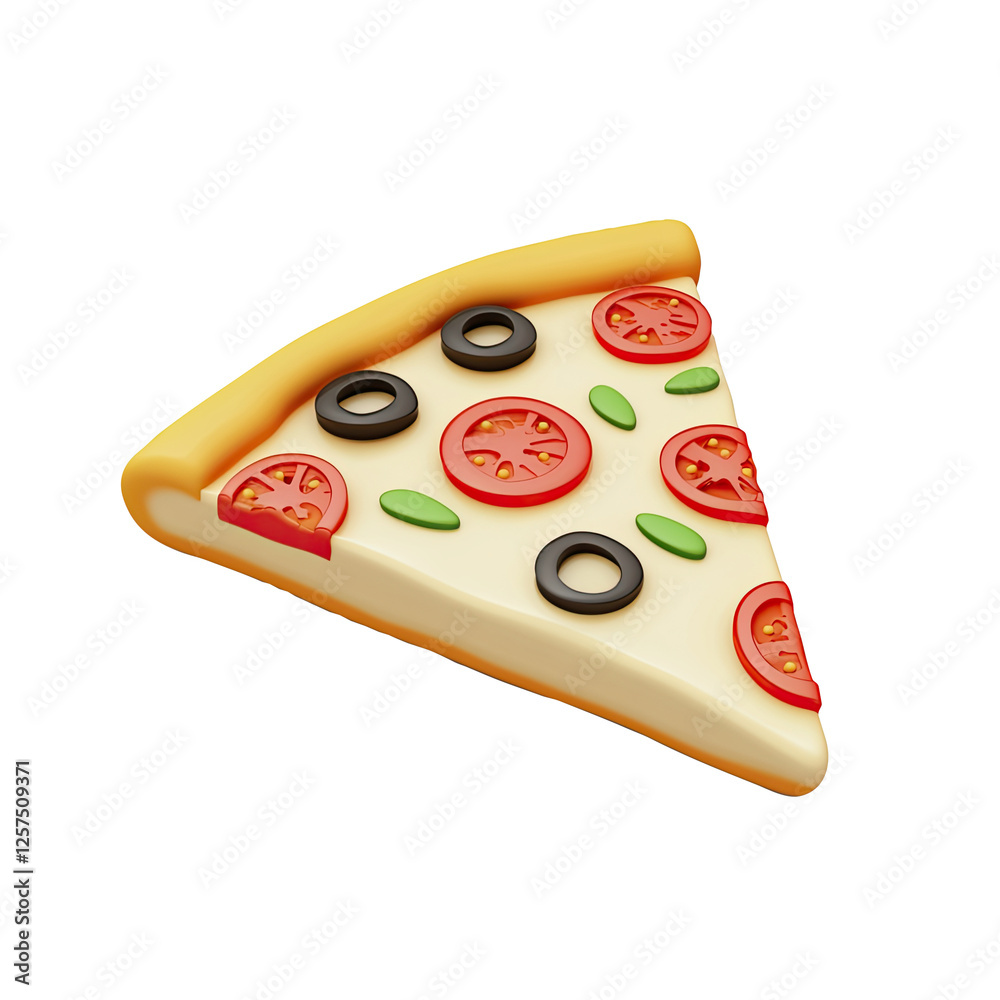 3D Rendered Pizza Slice, Studio Shot, White Background, Food Illustration 3D Rendered Pizza Slice, Studio Shot, White Background, Food Illustration