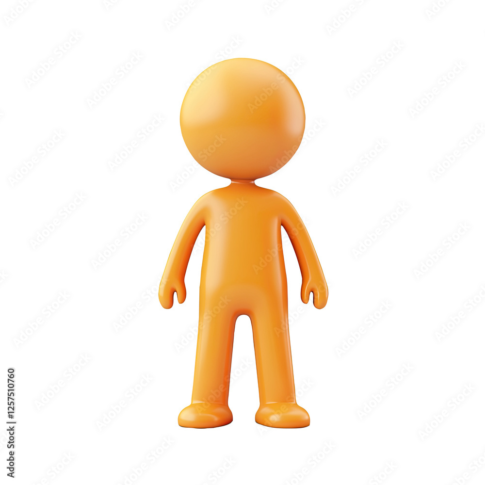 Orange 3D figure standing, white background, avatar (3) Orange 3D figure standing, white background, avatar (3)