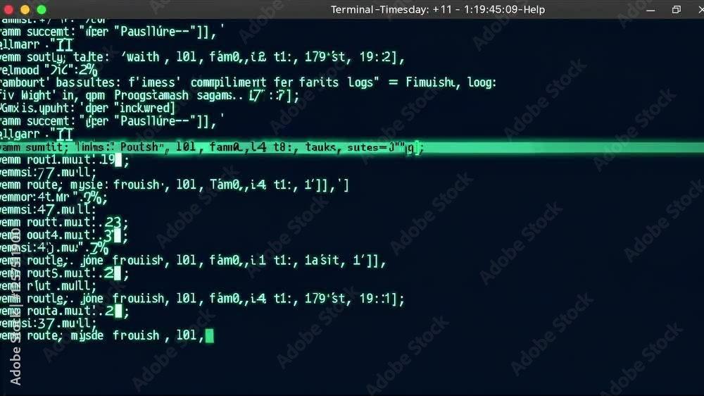 Code terminal screen text