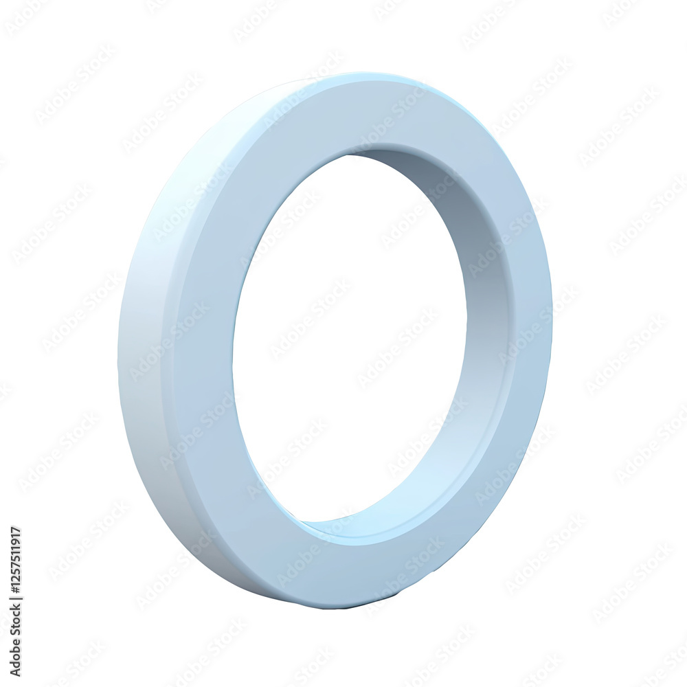 Light-blue ring, 3D render, white background, design element Light-blue ring, 3D render, white background, design element
