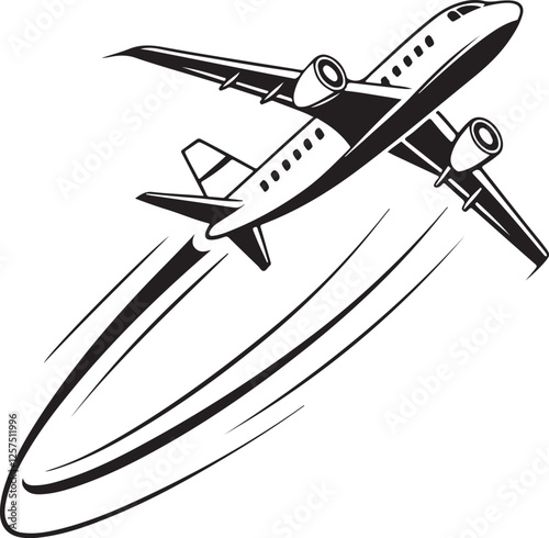 Airplane Flight Travel and Aviation Icon Illustration