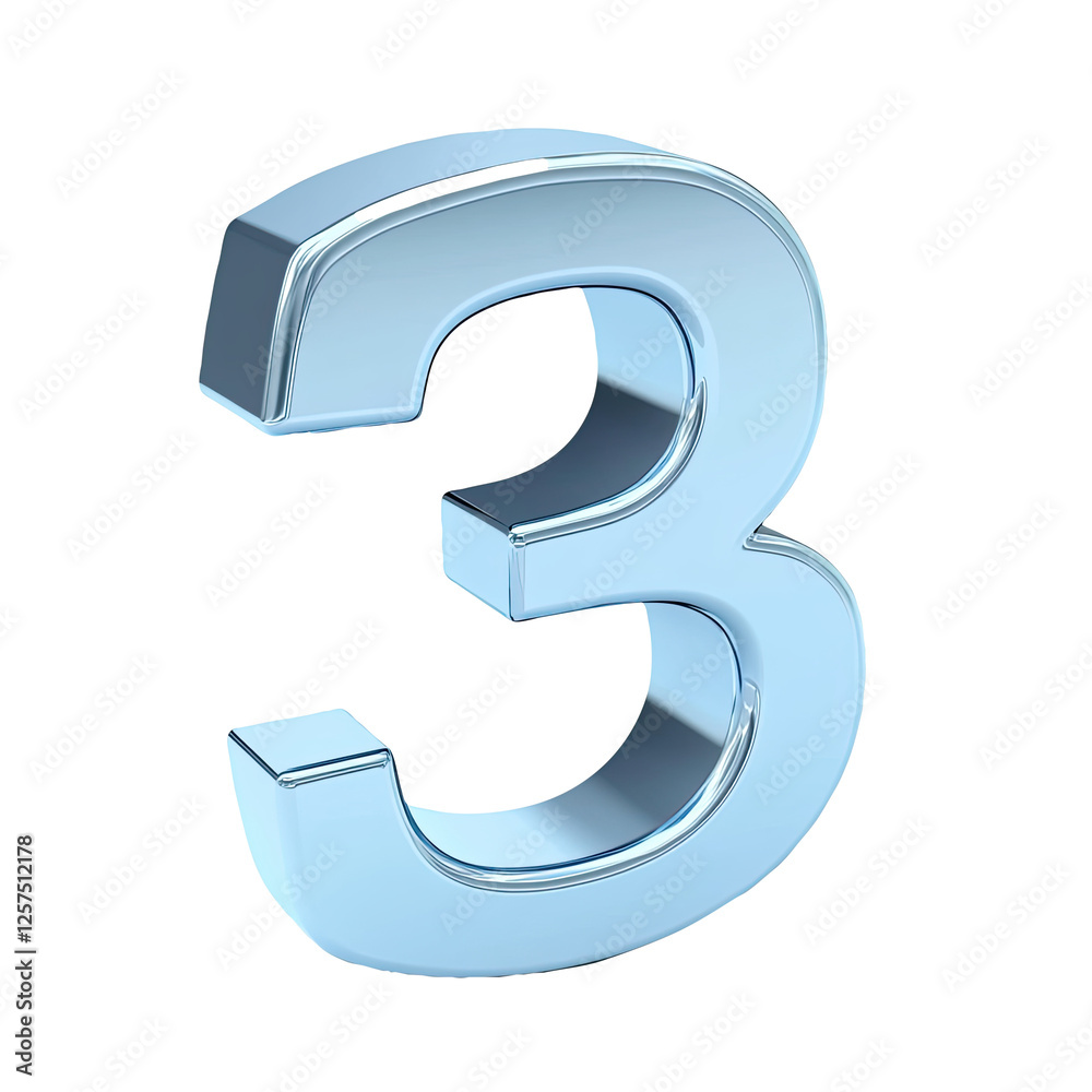 Light Blue 3D Number Three, White Background (1) Light Blue 3D Number Three, White Background (1)