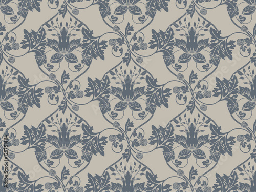 Seamless pattern in modern damask style for fabric, tapestry, wallpaper, wrapping paper.