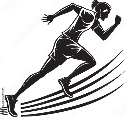 Dynamic Running Silhouette – Athlete and Sports Logo Illustration