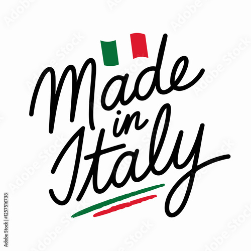 Handwritten "Made in Italy" Logo with Italian Flag