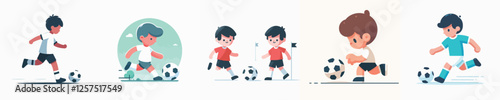 collection of vector boys playing football