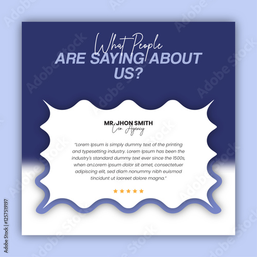 Customer feedback testimonial social media post design or client review social media post design template