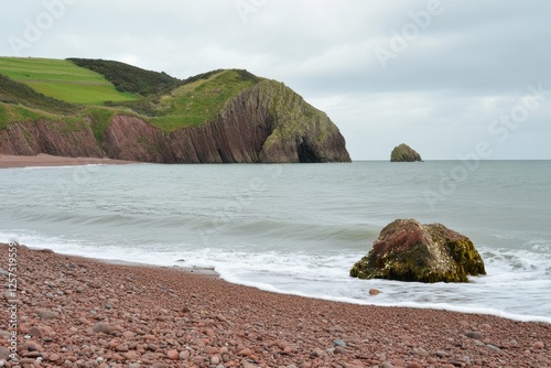 Tranquil Rocky Coastal Landscape With Cliffs and Calm Sea
