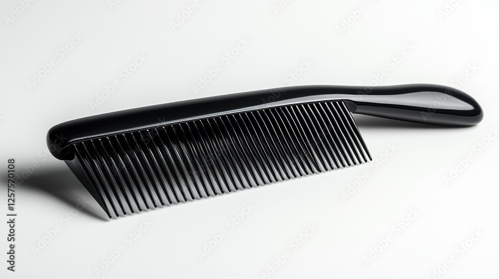 Close-up of a black fine-tooth teasing comb with pointed tail handle on white background Close-up of a black fine-tooth teasing comb with pointed tail handle on white background