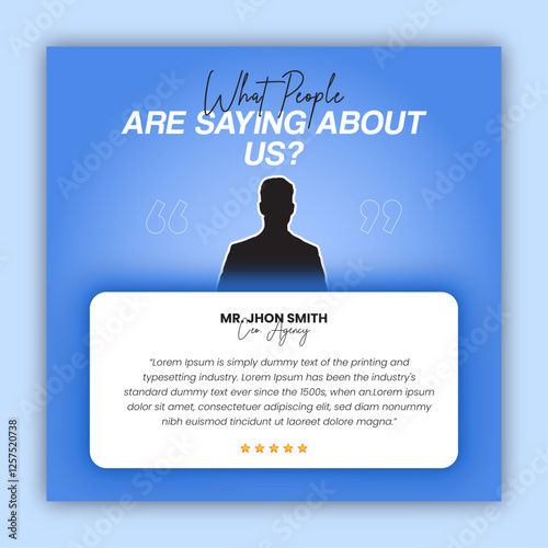 Customer feedback testimonial social media post design or client review social media post design template