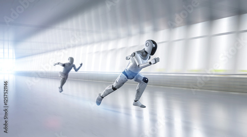 Fast speed technology concept with cyborg running