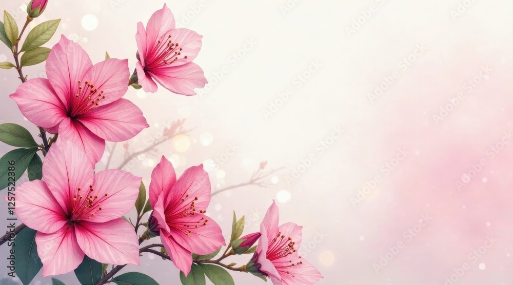 Delicate Pink Blossoms on a Branch, Softly Illuminated with a Gentle Bokeh Background, Ideal for Springtime Designs and Feminine Aesthetics Delicate Pink Blossoms on a Branch, Softly Illuminated with a Gentle Bokeh Background, Ideal for Springtime Designs and Feminine Aesthetics