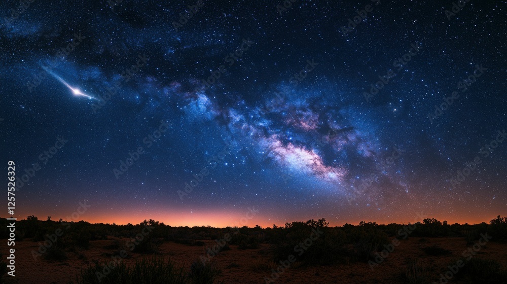 Stunning Milky Way over desert landscape at night Stunning Milky Way over desert landscape at night