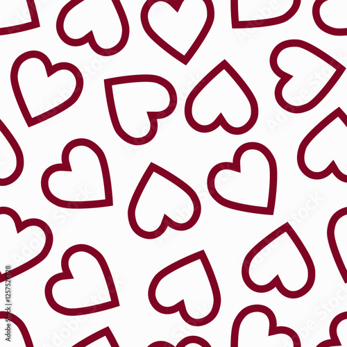 pattern with red hearts on white background.Valentines day