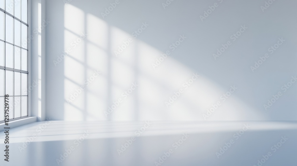 Obraz premium Empty White Room with Window and Sunlight