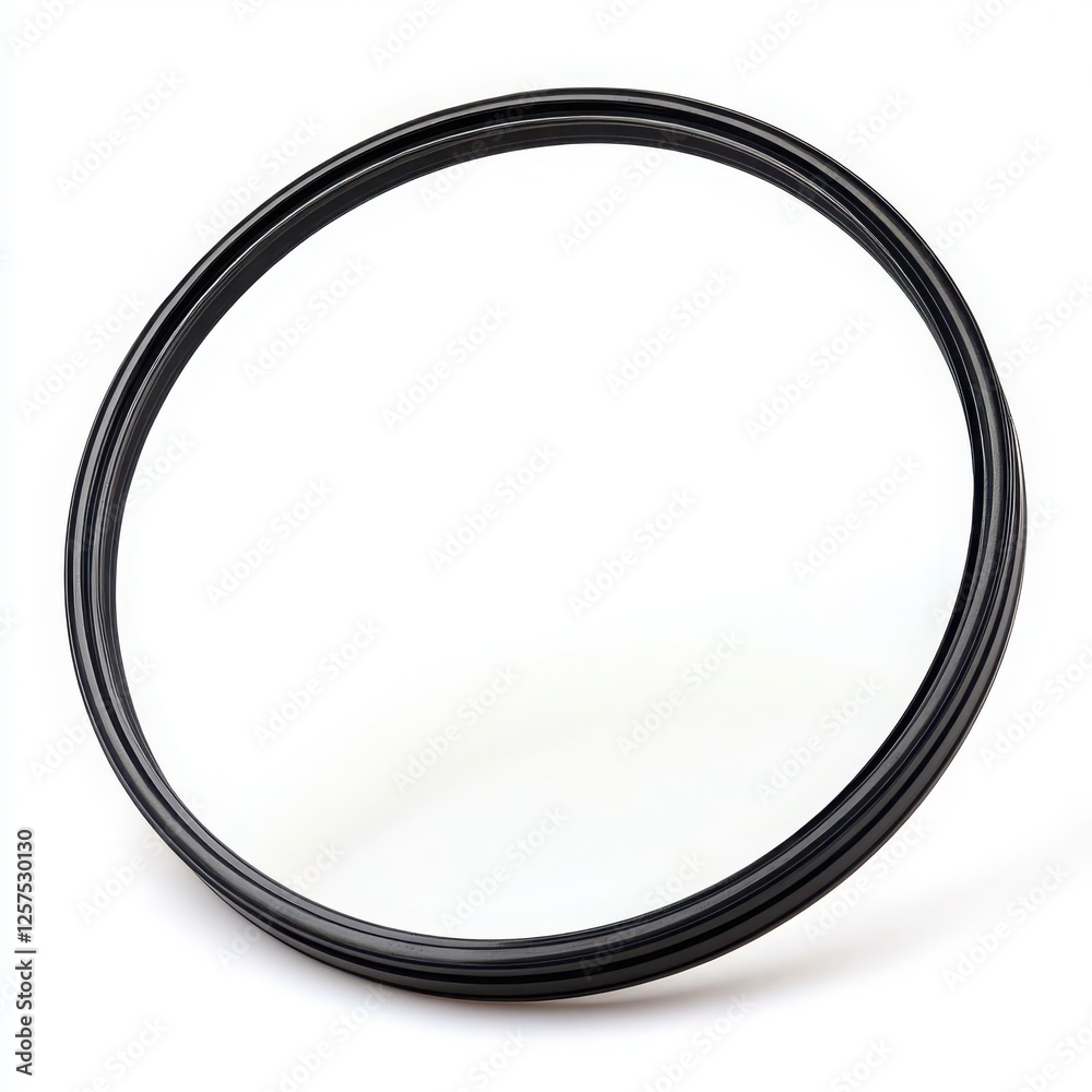 A simple, round black object, possibly a frame or ring, set against a white background, emphasizing its clean lines and smooth surface. A simple, round black object, possibly a frame or ring, set against a white background, emphasizing its clean lines and smooth surface.